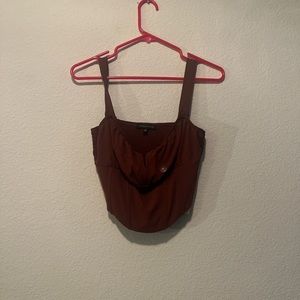 KENDALL&KYLIE BROWN CORSET CROP TOP